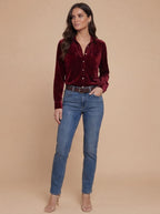 Damen Samtbluse – Eleganter Look mit weichem Velvet-Finish