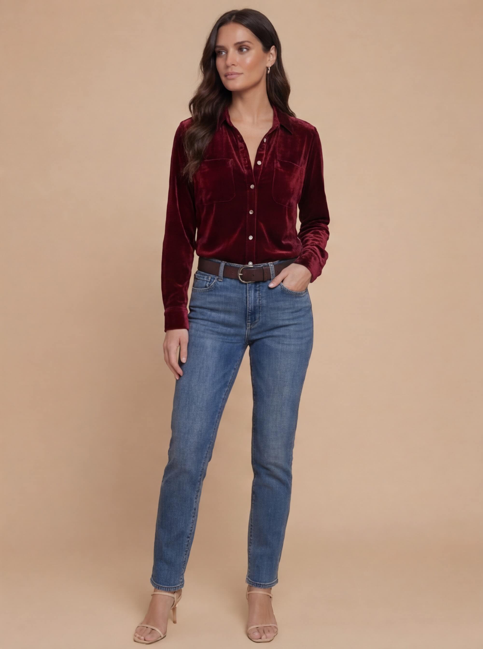 Damen Samtbluse – Eleganter Look mit weichem Velvet-Finish