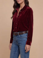 Damen Samtbluse – Eleganter Look mit weichem Velvet-Finish