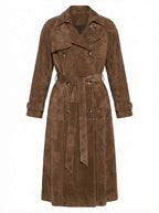 Damen Trenchcoat - Wildlederoptik & Zeitlose Eleganz