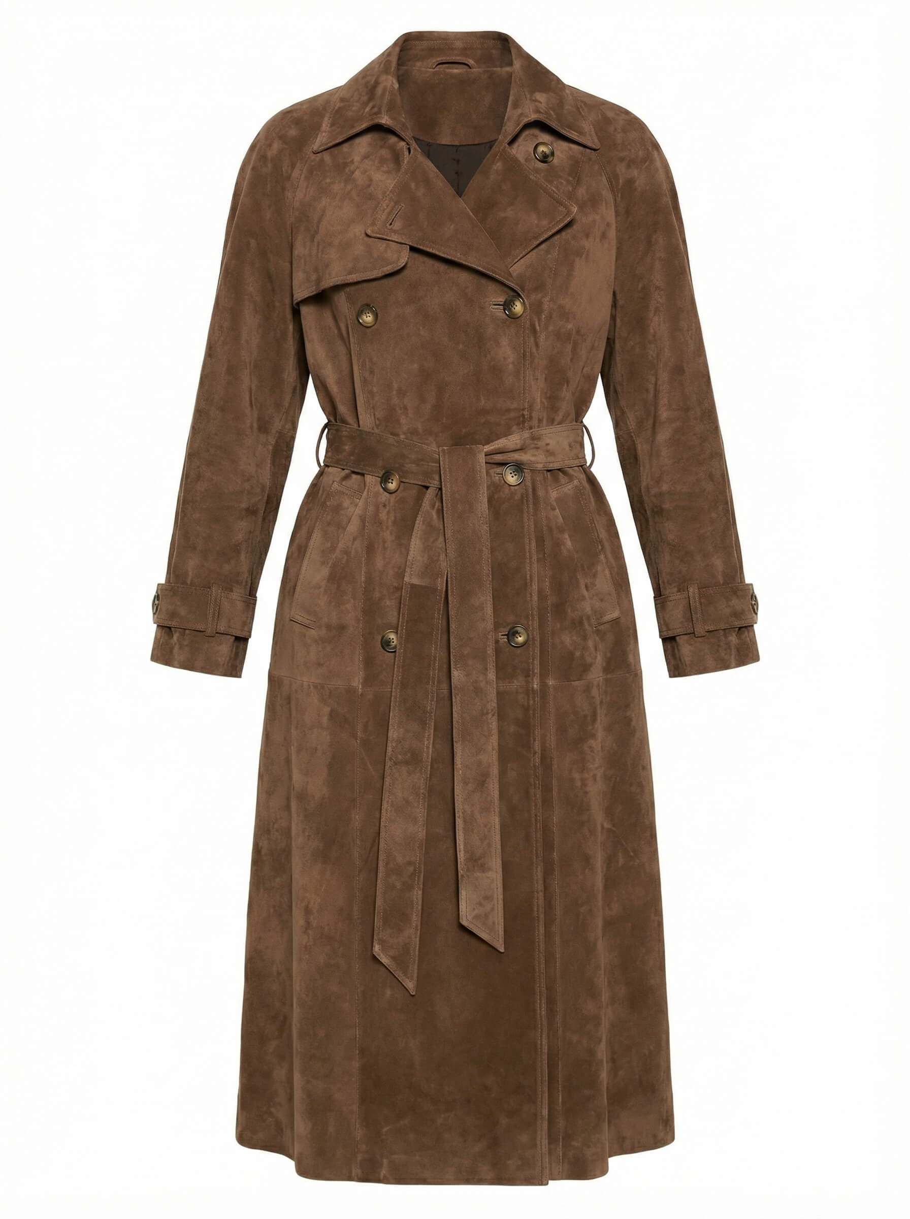 Damen Trenchcoat - Wildlederoptik & Zeitlose Eleganz