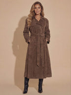 Damen Trenchcoat - Wildlederoptik & Zeitlose Eleganz