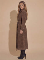 Damen Trenchcoat - Wildlederoptik & Zeitlose Eleganz