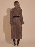 Damen Trenchcoat - Wildlederoptik & Zeitlose Eleganz