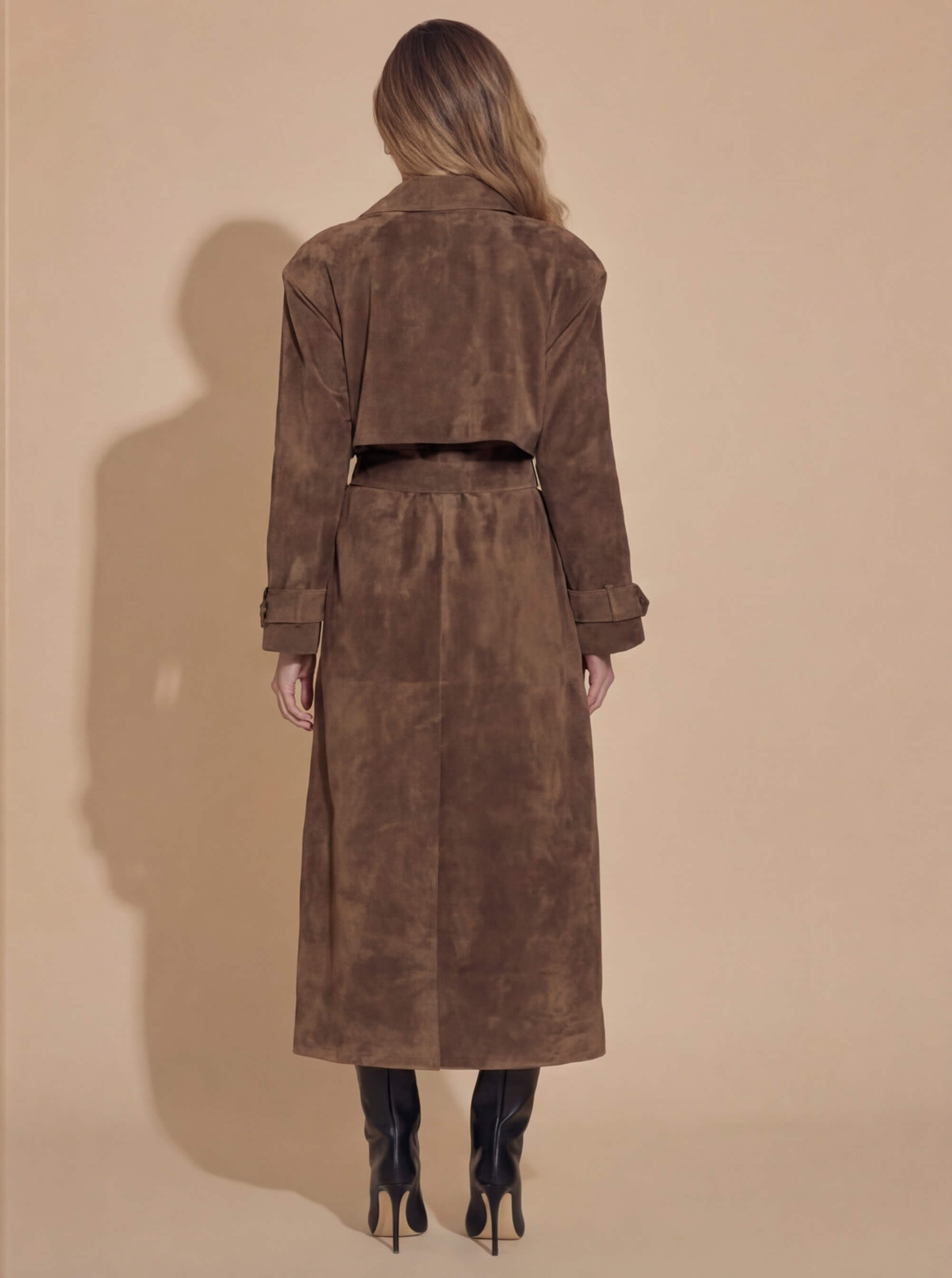 Damen Trenchcoat - Wildlederoptik & Zeitlose Eleganz
