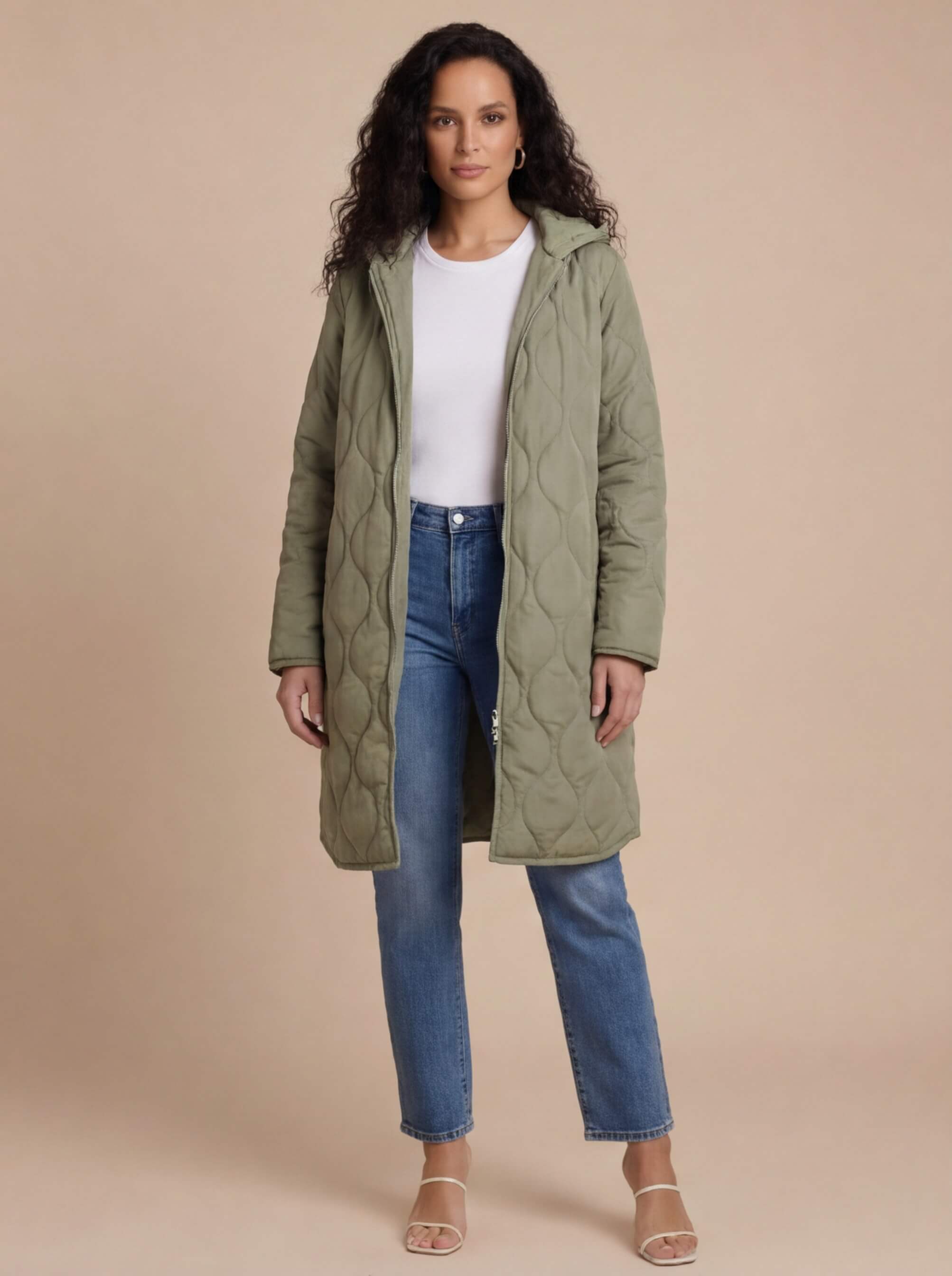 Damen Steppmantel – Langer Wattierter Kapuzenparka