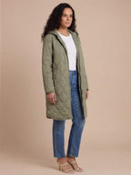 Damen Steppmantel – Langer Wattierter Kapuzenparka
