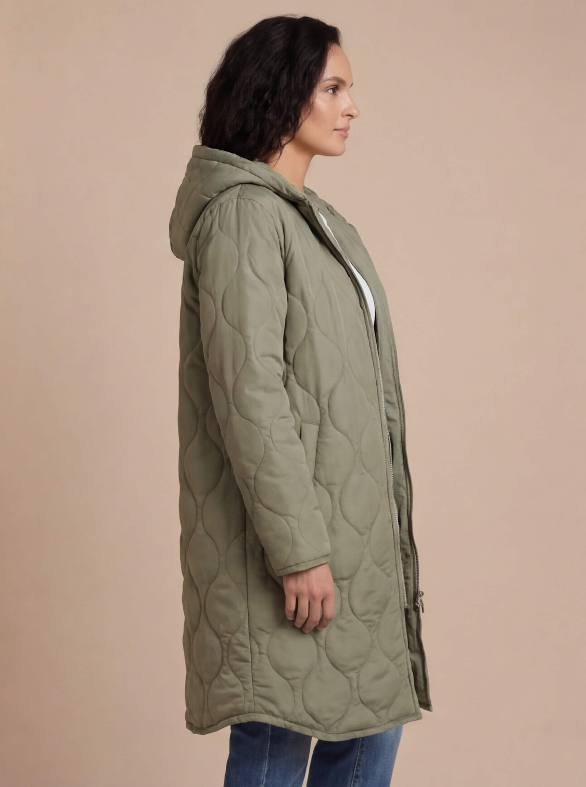 Damen Steppmantel – Langer Wattierter Kapuzenparka