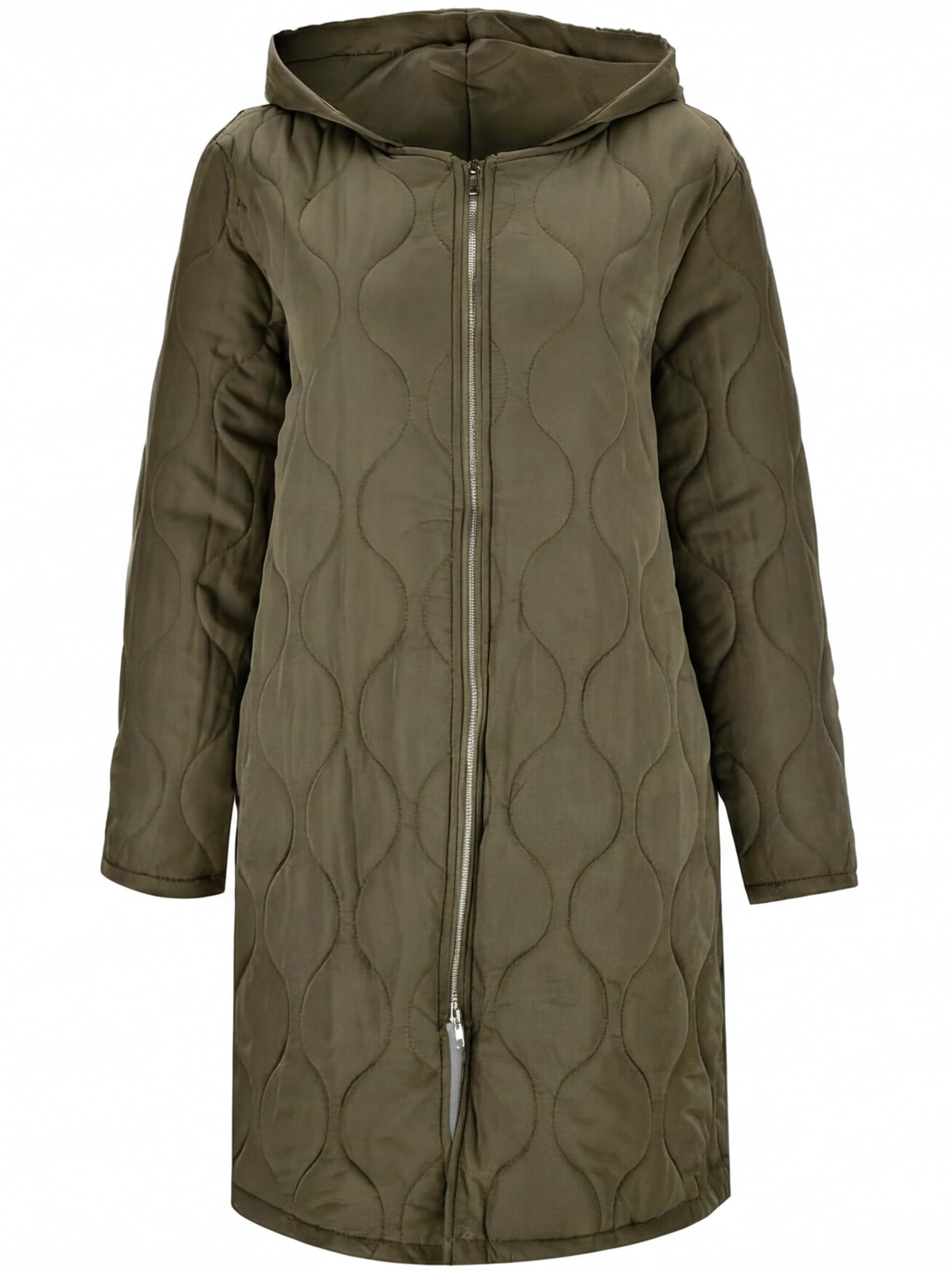 Damen Steppmantel – Langer Wattierter Kapuzenparka