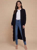 Damen Strick-Longcardigan – Warm, Modern & Mit Pom-Details