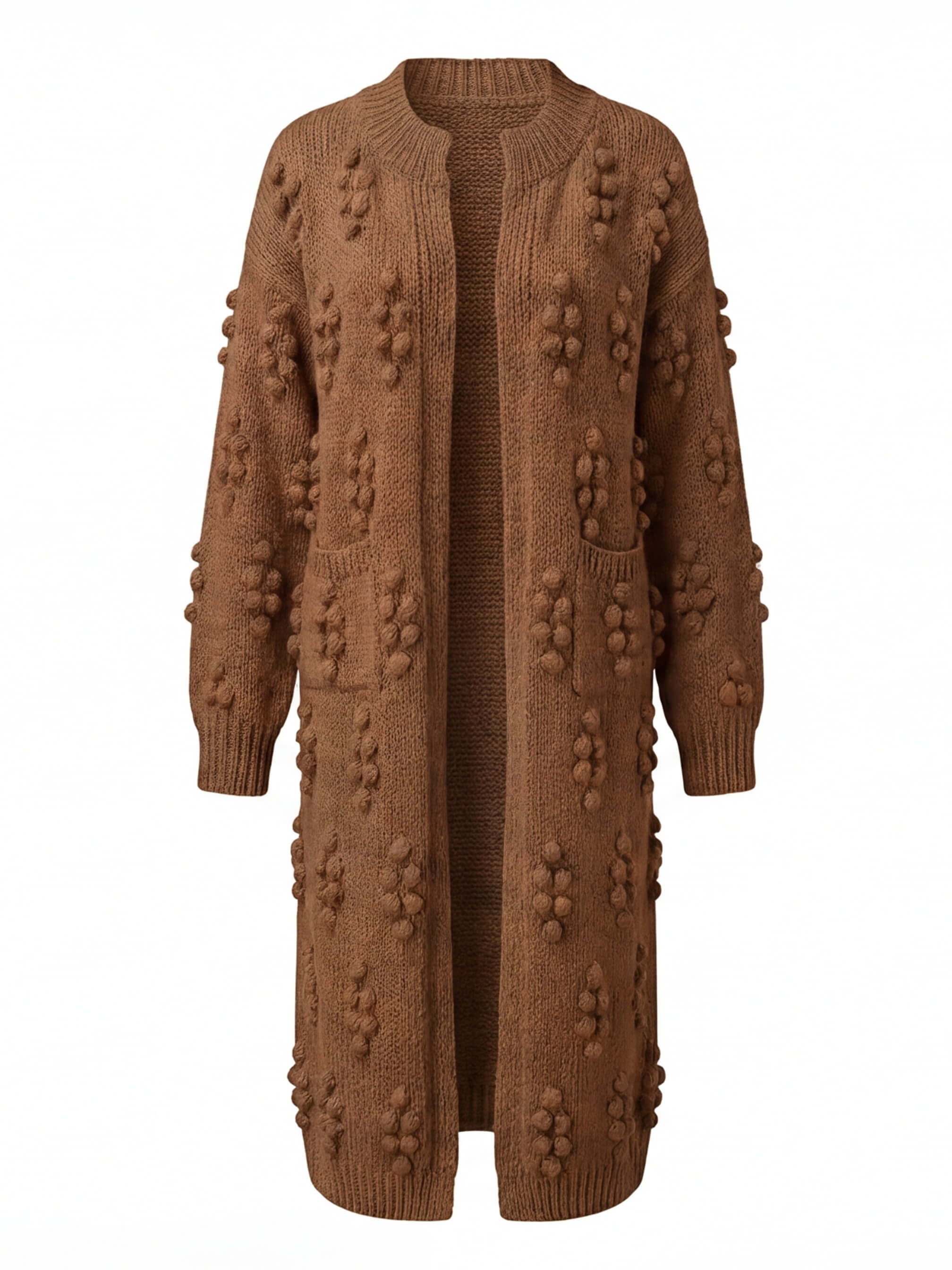 Damen Strick-Longcardigan – Warm, Modern & Mit Pom-Details