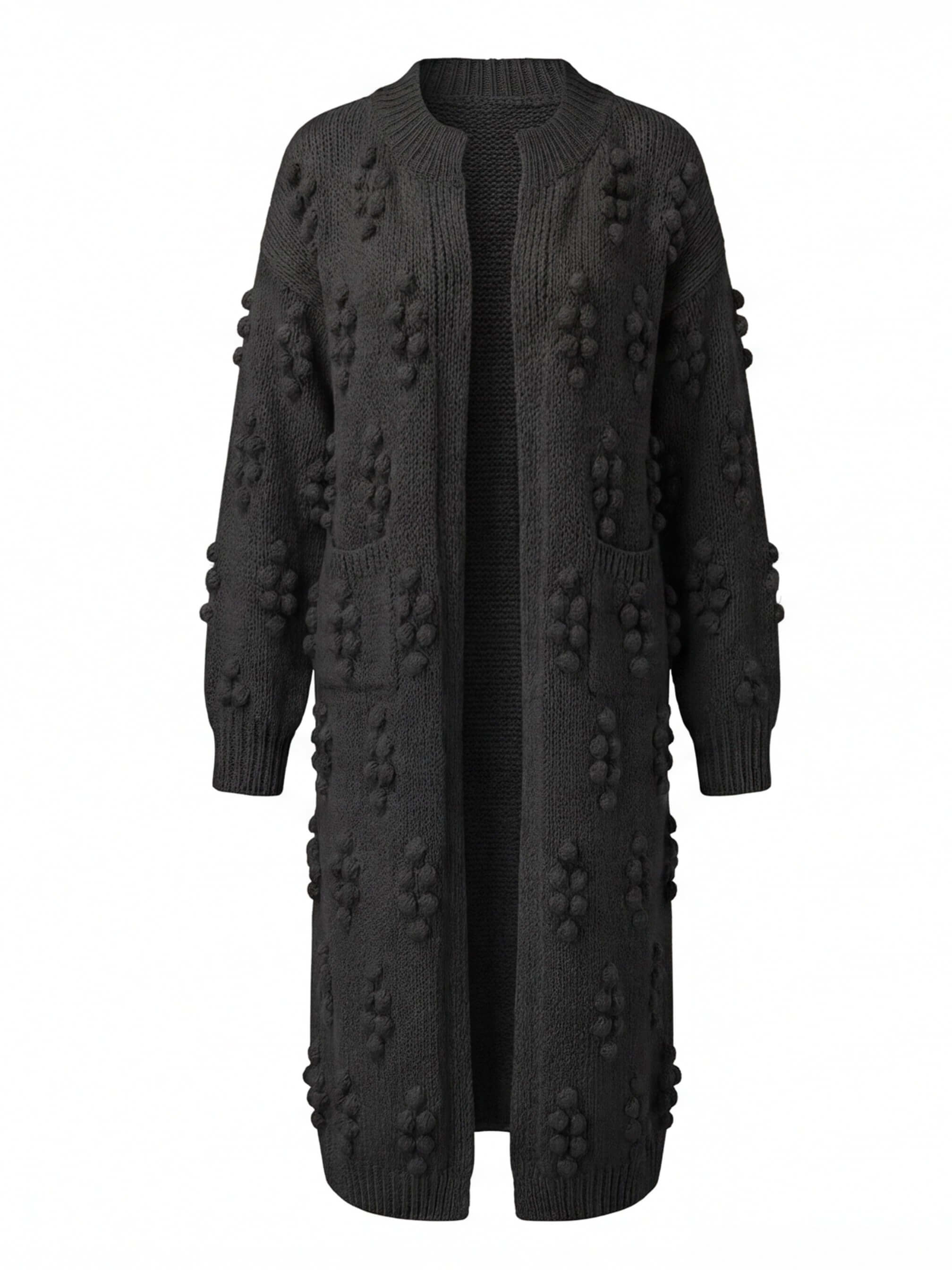 Damen Strick-Longcardigan – Warm, Modern & Mit Pom-Details