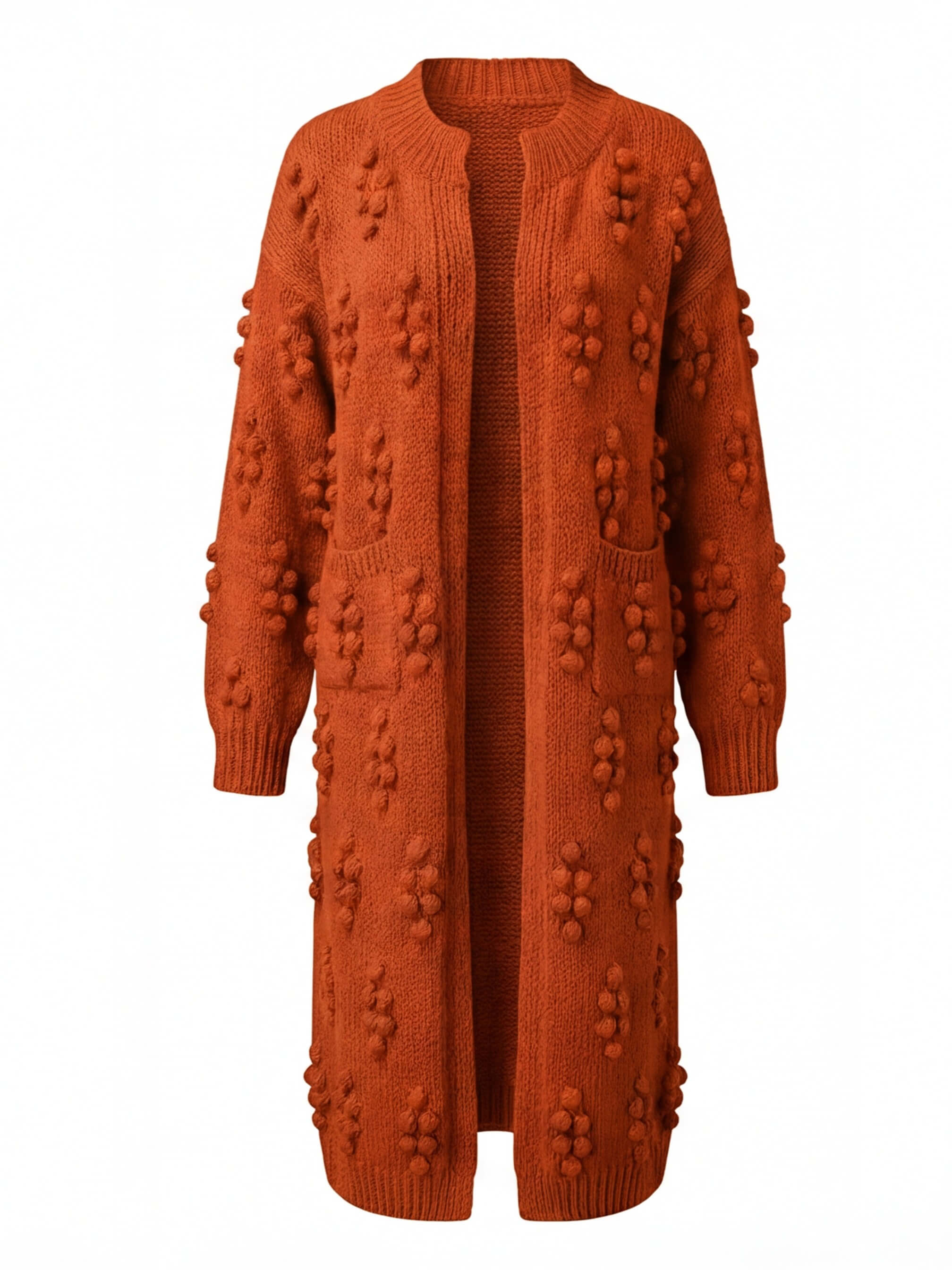Damen Strick-Longcardigan – Warm, Modern & Mit Pom-Details