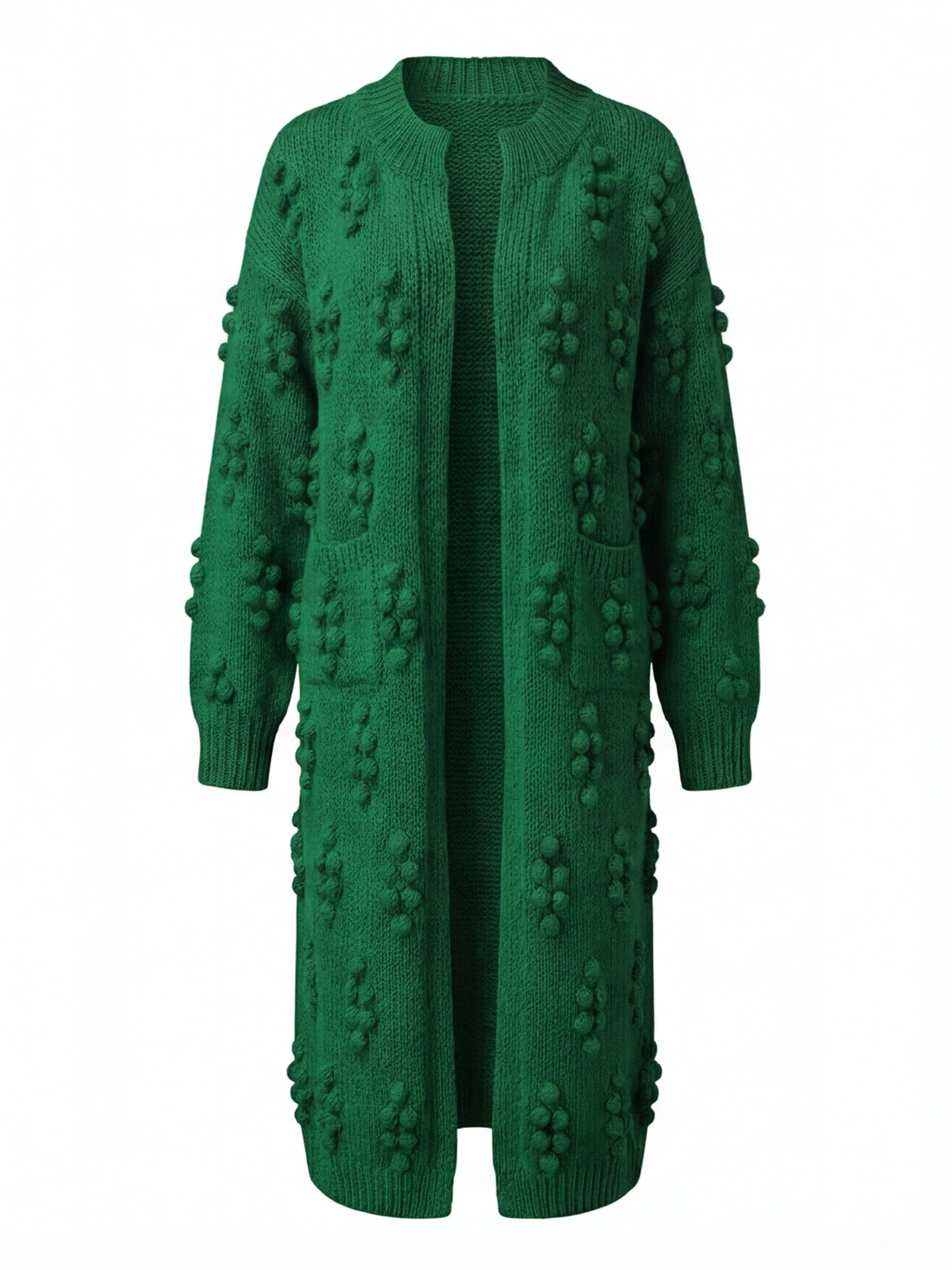 Damen Strick-Longcardigan – Warm, Modern & Mit Pom-Details