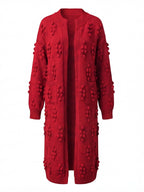 Damen Strick-Longcardigan – Warm, Modern & Mit Pom-Details