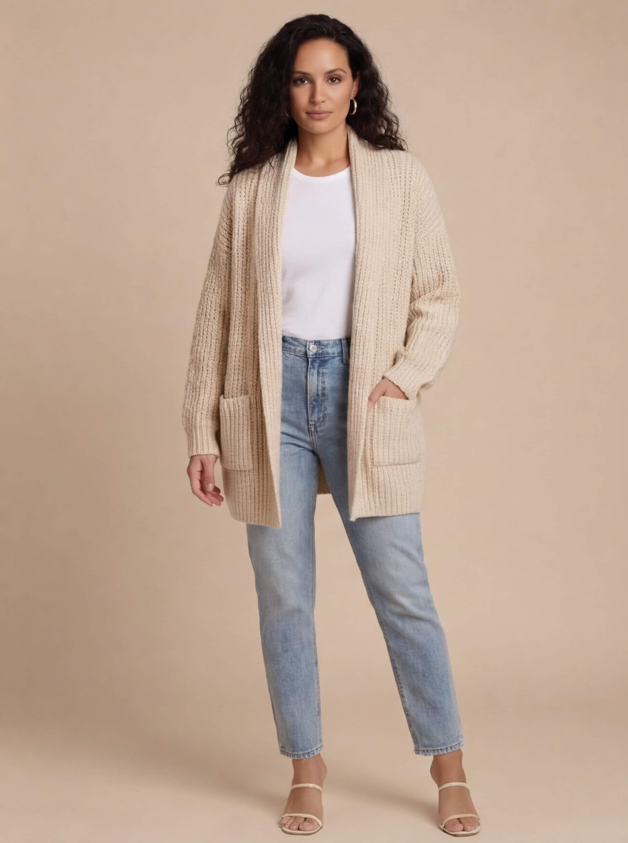 Damen Strickjacke – Langer Cardigan für gemütliche Eleganz