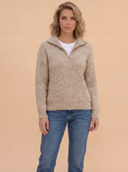 Damen Strickpullover – Halber Reißverschluss, Elegant & Komfortabel