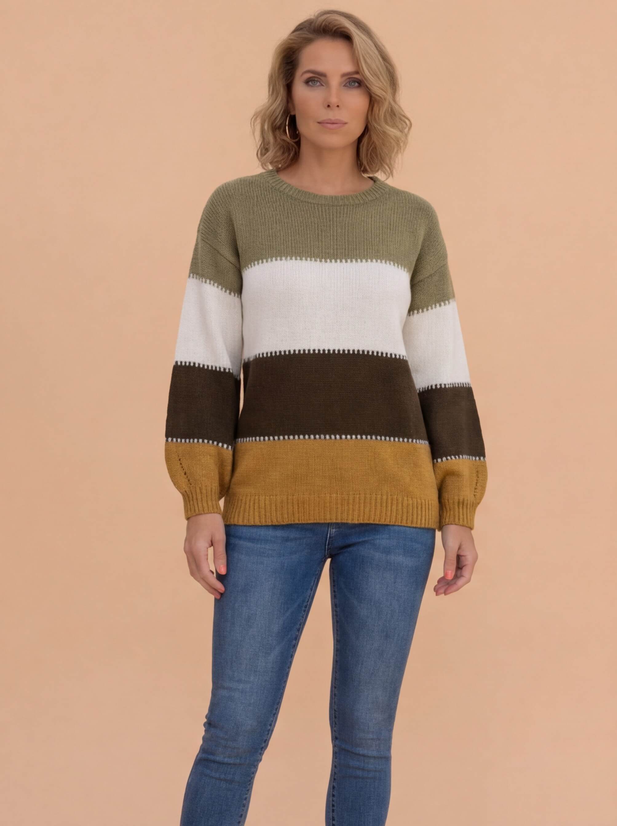Damen Strickpullover – Gestreift, Warm & Zeitlos