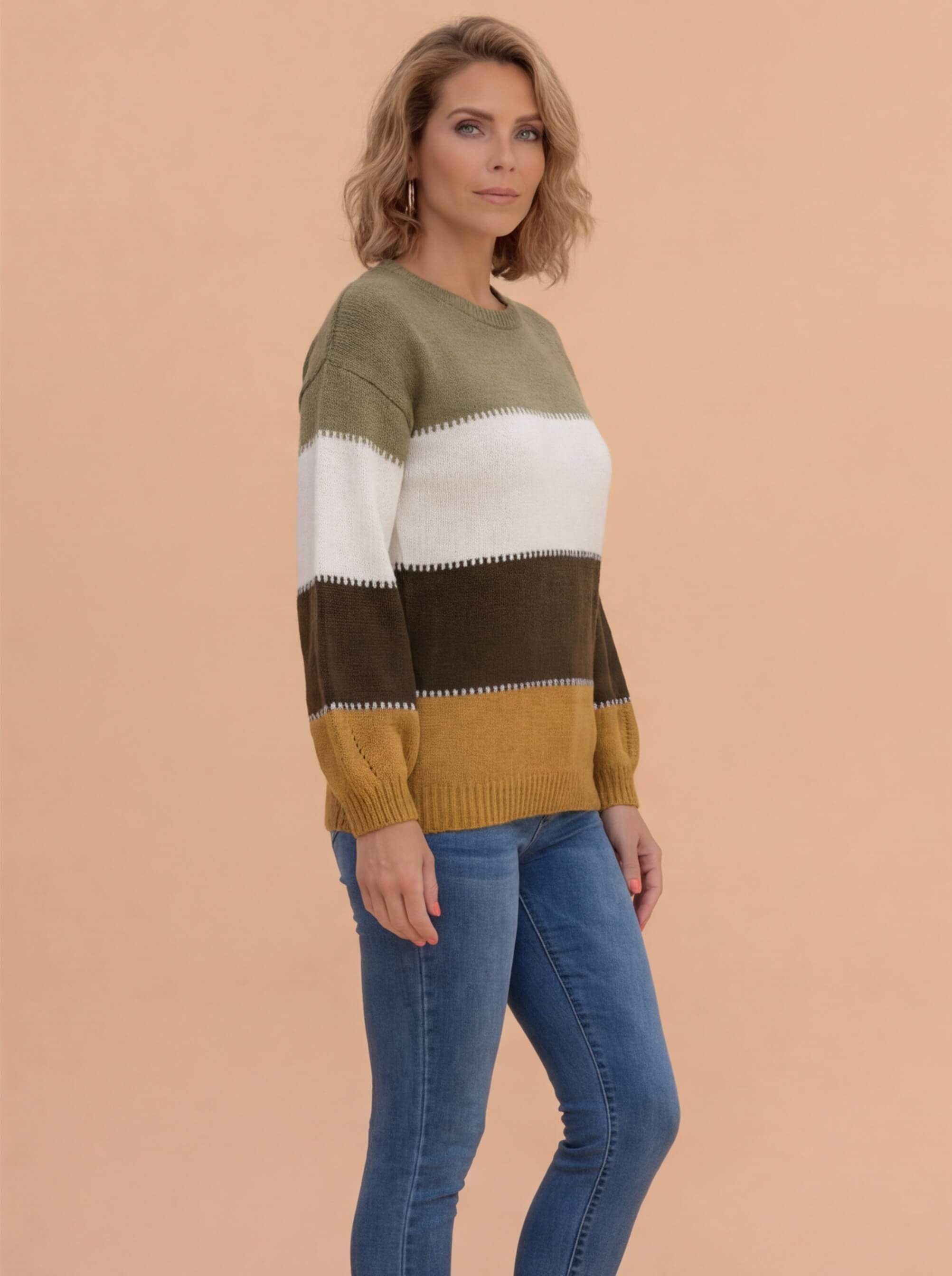 Damen Strickpullover – Gestreift, Warm & Zeitlos