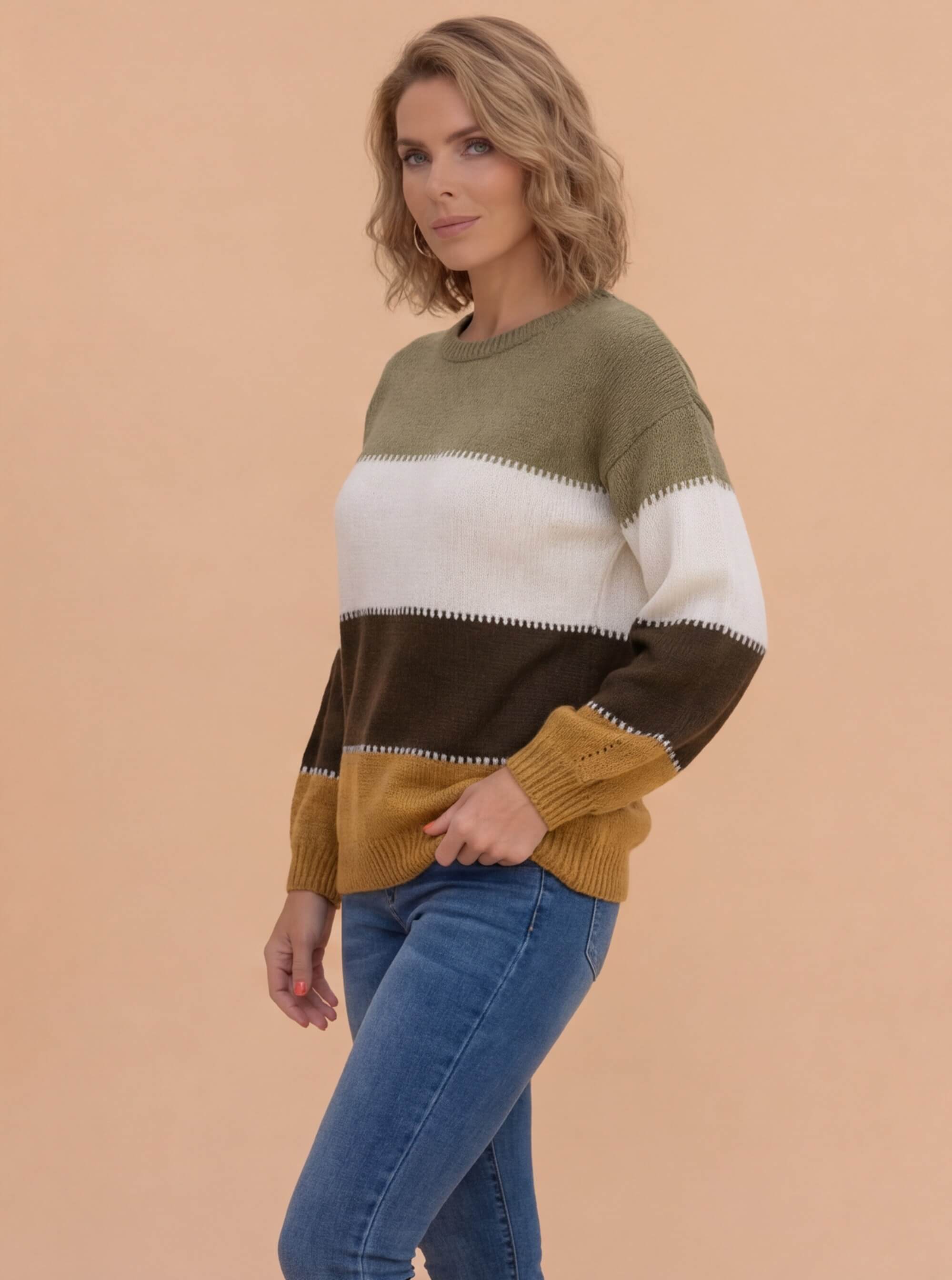 Damen Strickpullover – Gestreift, Warm & Zeitlos