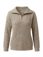 Damen Strickpullover – Halber Reißverschluss, Elegant & Komfortabel