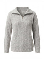 Damen Strickpullover – Halber Reißverschluss, Elegant & Komfortabel