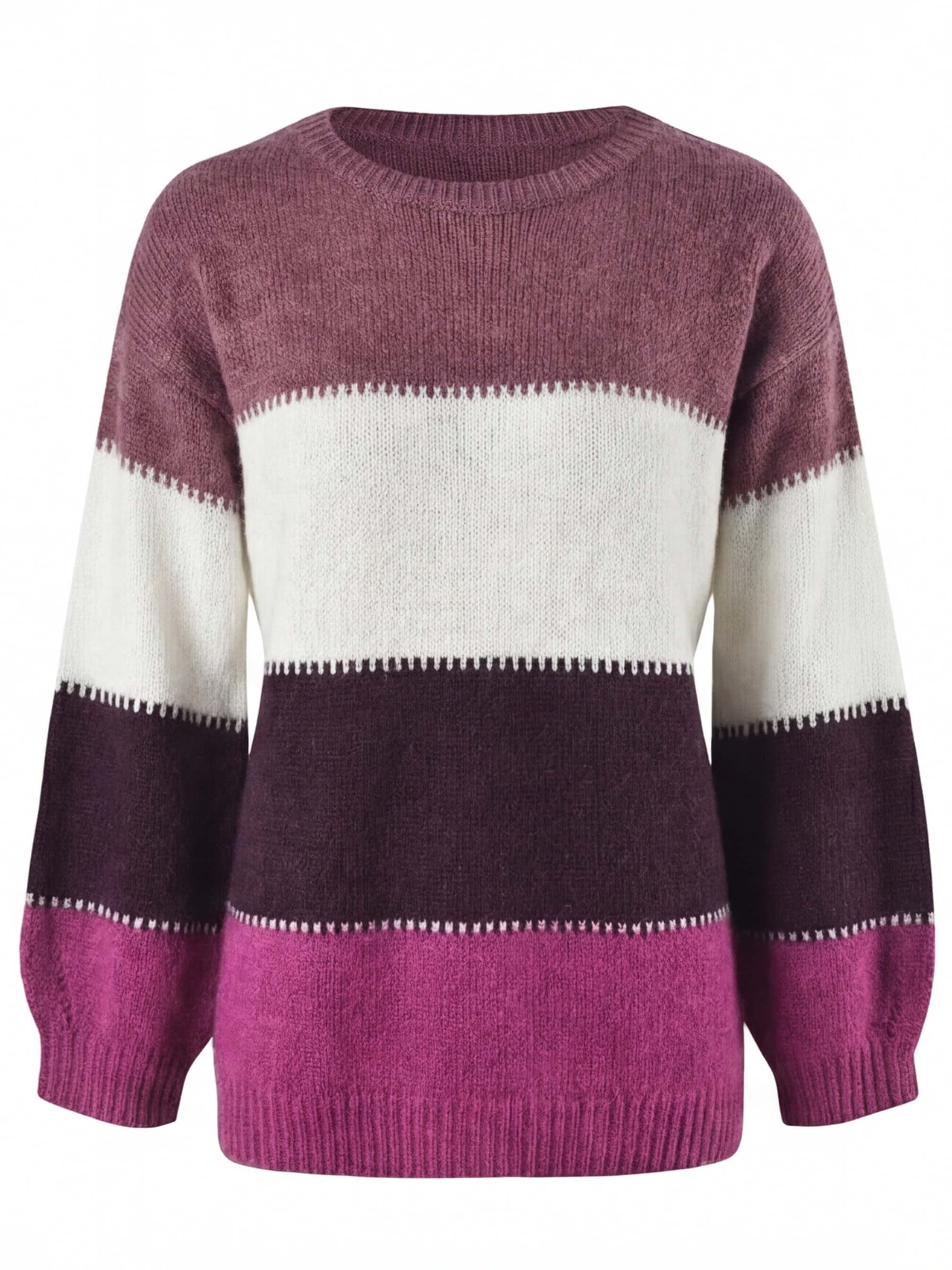 Damen Strickpullover – Weicher Colourblock-Pullover im Herbstlook