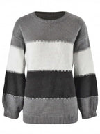 Damen Strickpullover – Weicher Colourblock-Pullover im Herbstlook