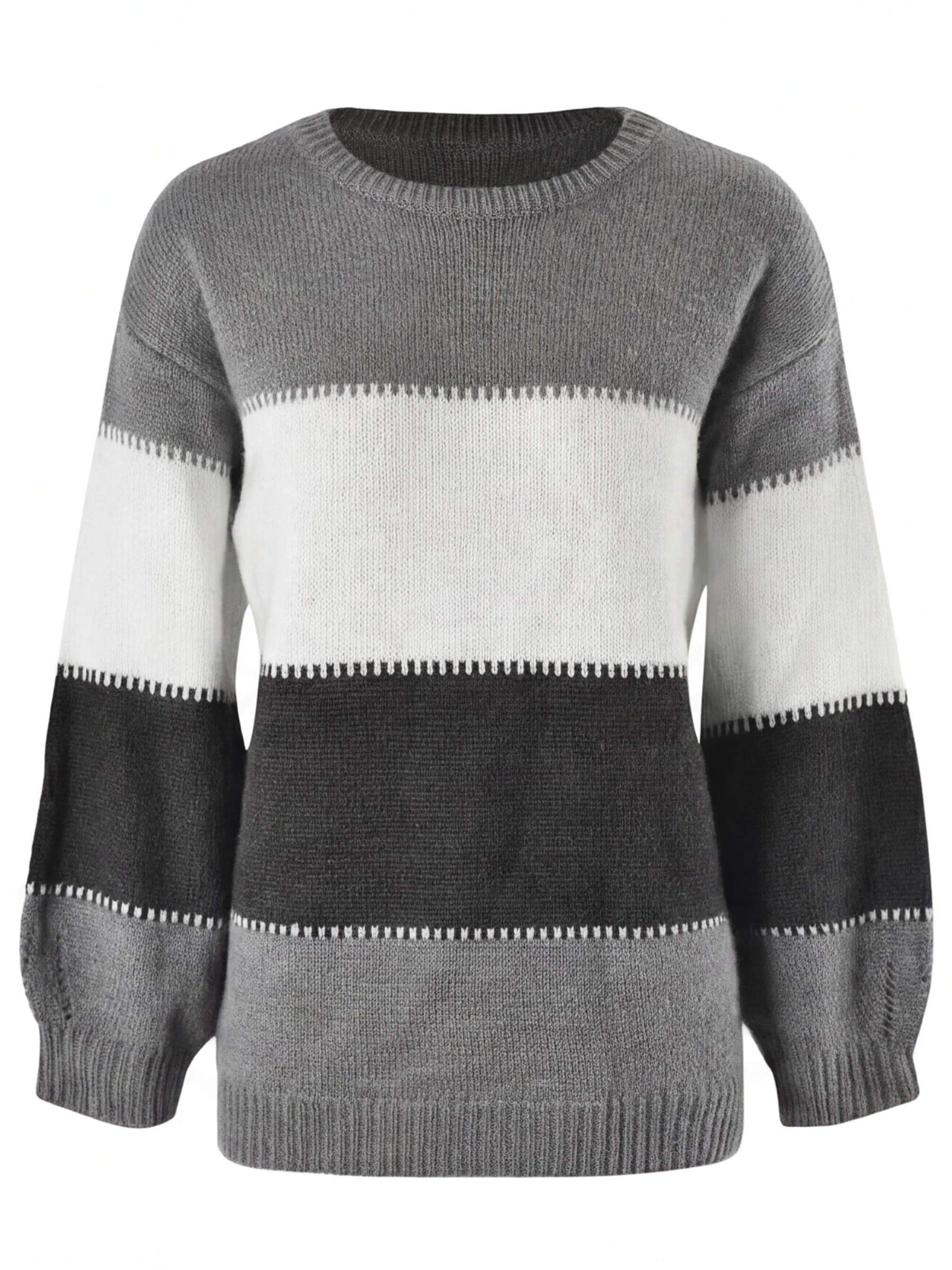 Damen Strickpullover – Weicher Colourblock-Pullover im Herbstlook