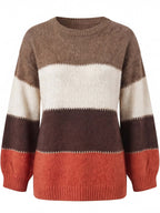 Damen Strickpullover – Weicher Colourblock-Pullover im Herbstlook