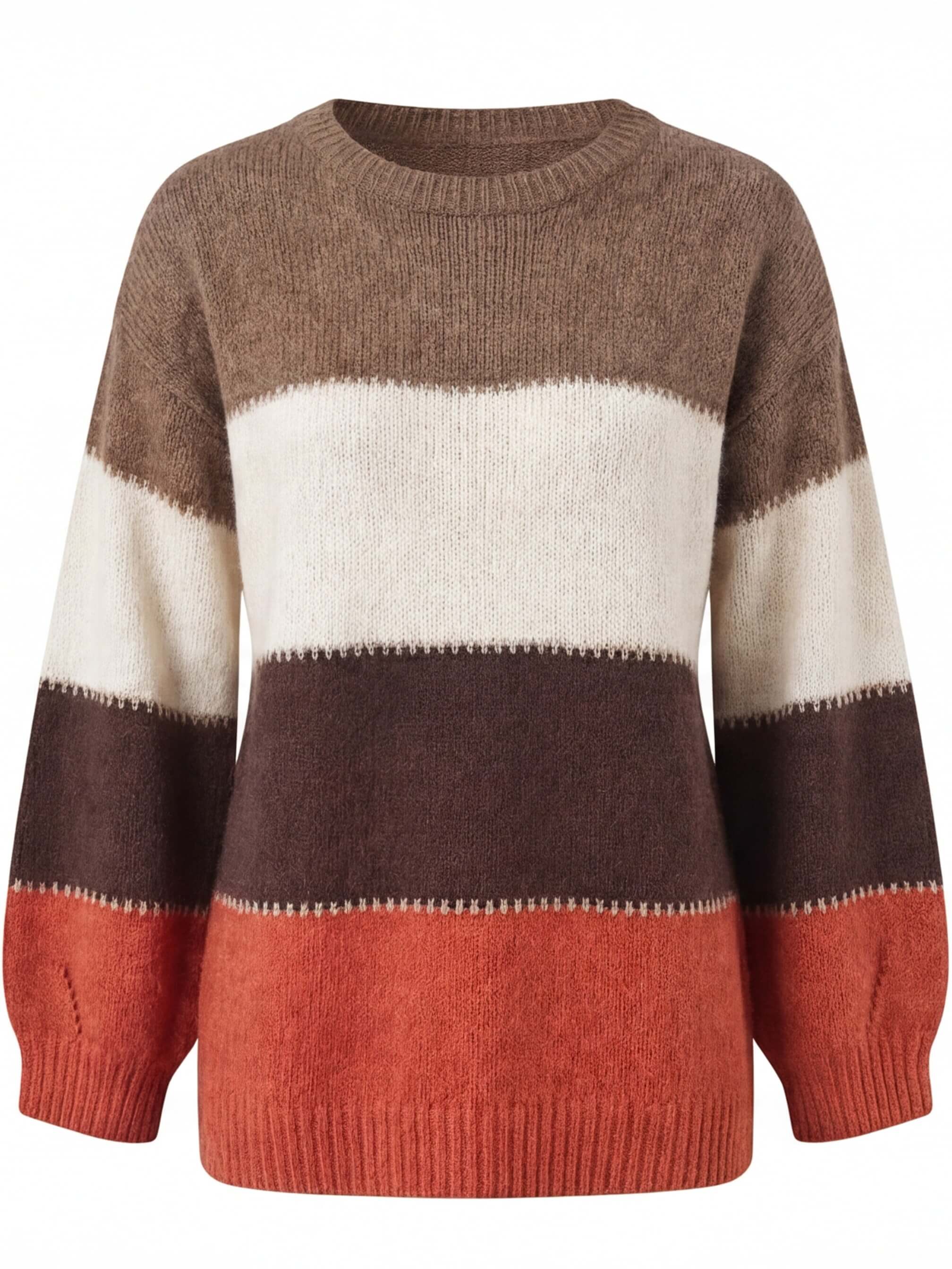 Damen Strickpullover – Weicher Colourblock-Pullover im Herbstlook