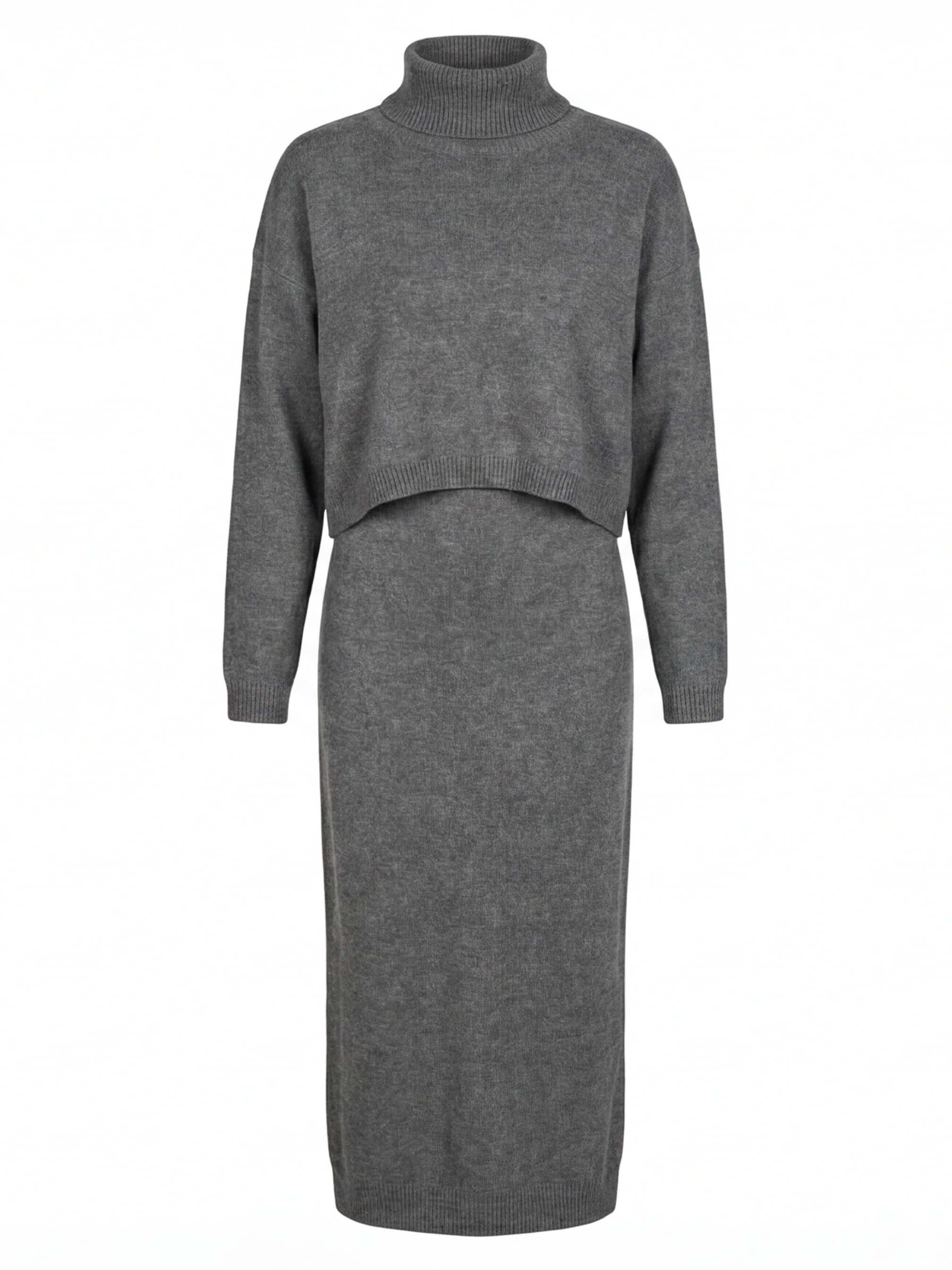 Damen Strickset – Elegantes Zweiteiler Strickkleid & Pullover