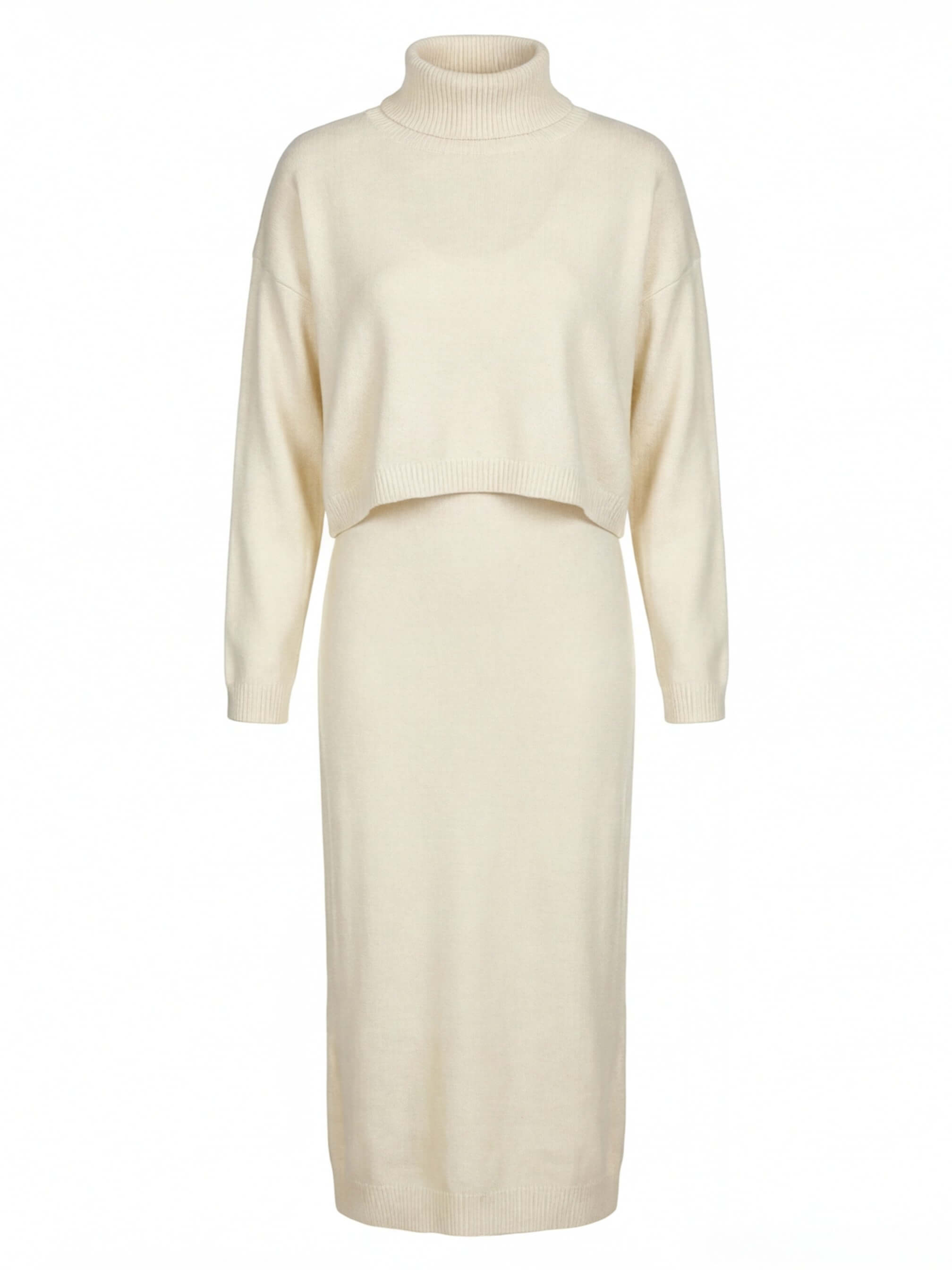 Damen Strickset – Elegantes Zweiteiler Strickkleid & Pullover