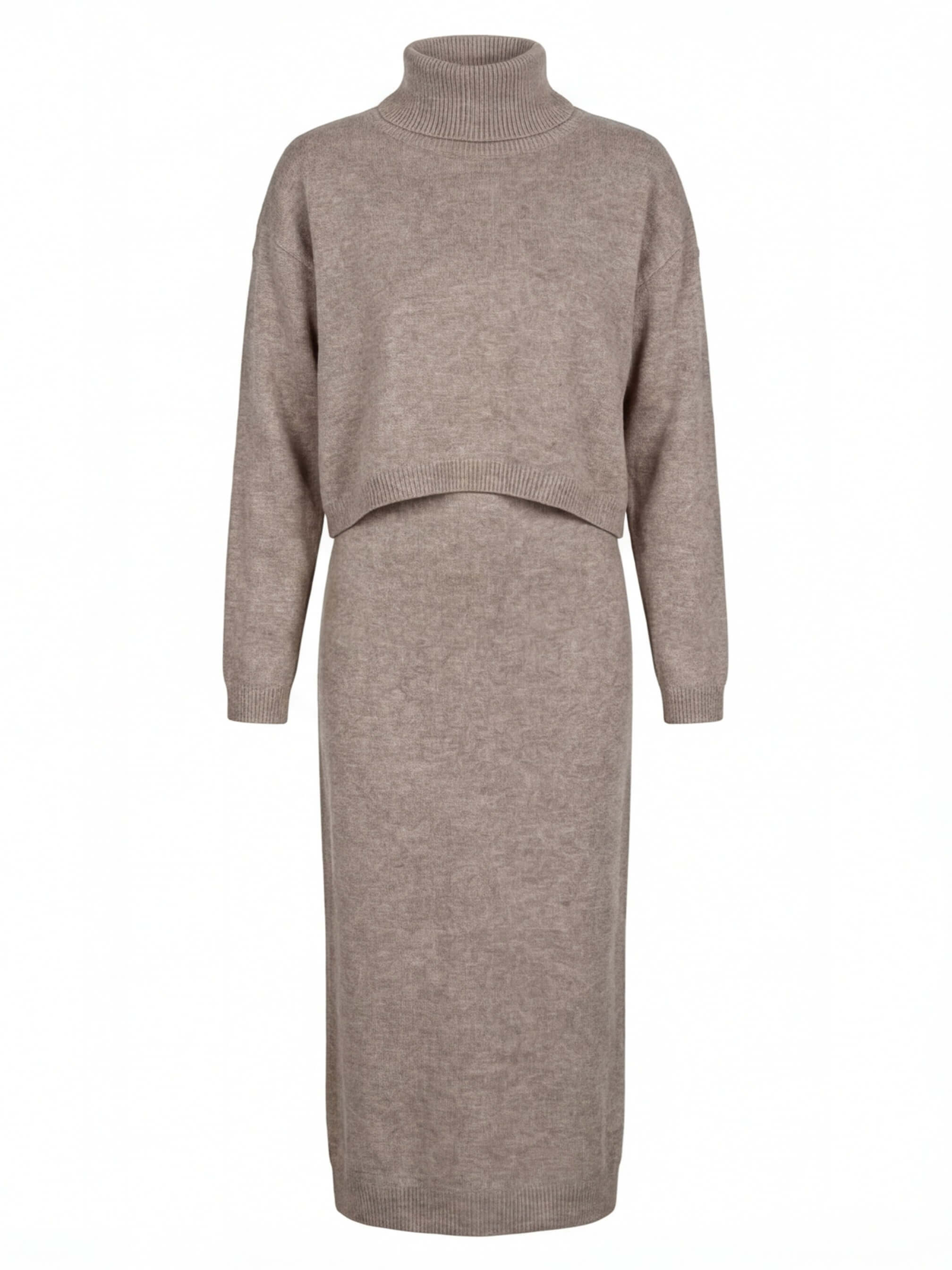 Damen Strickset – Elegantes Zweiteiler Strickkleid & Pullover