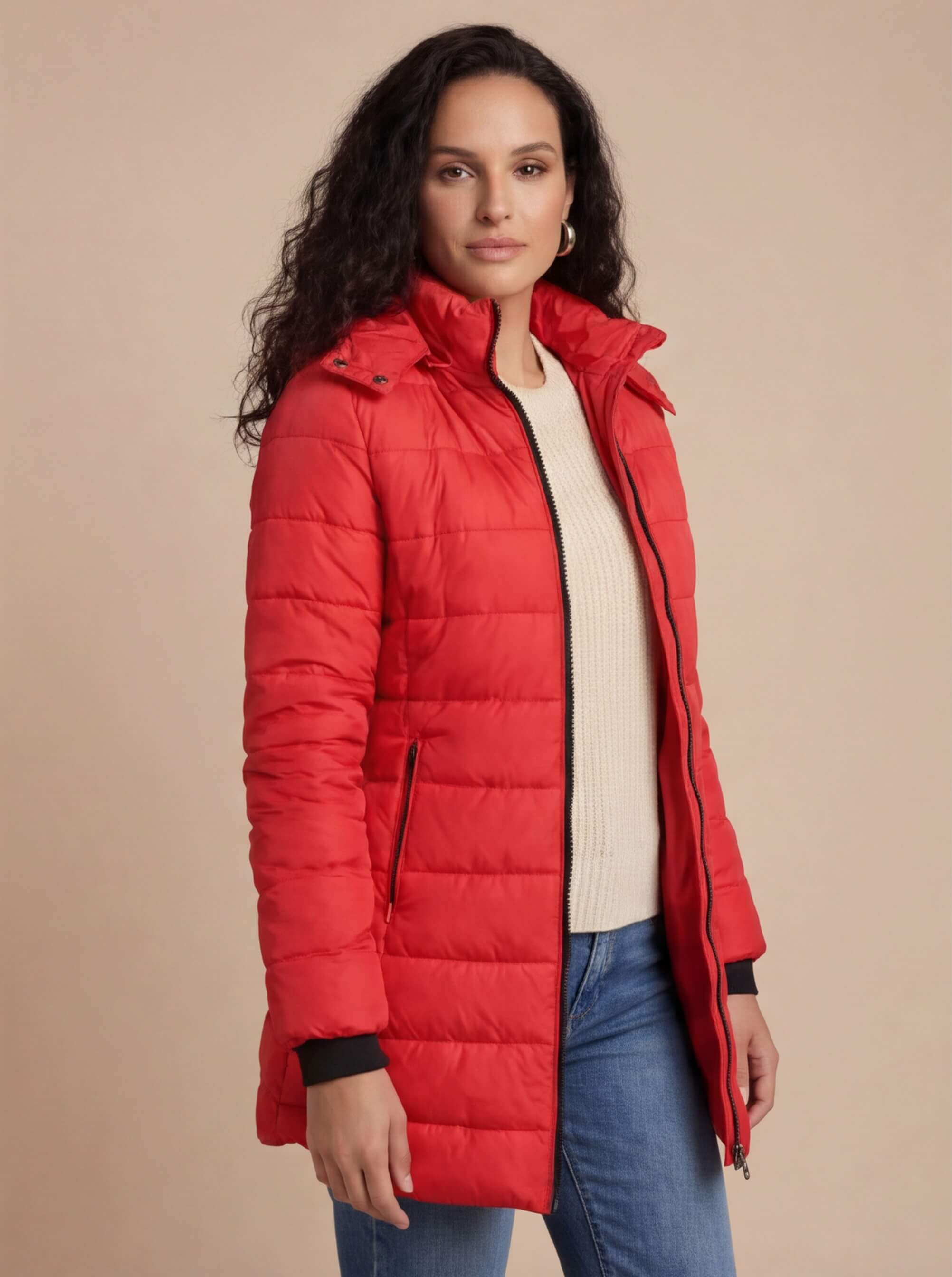 Damen Winter Steppmantel – Figurbetonter Kapuzenmantel
