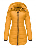 Cappotto invernale imbottito da donna – Cappotto a figura aderente con cappuccio