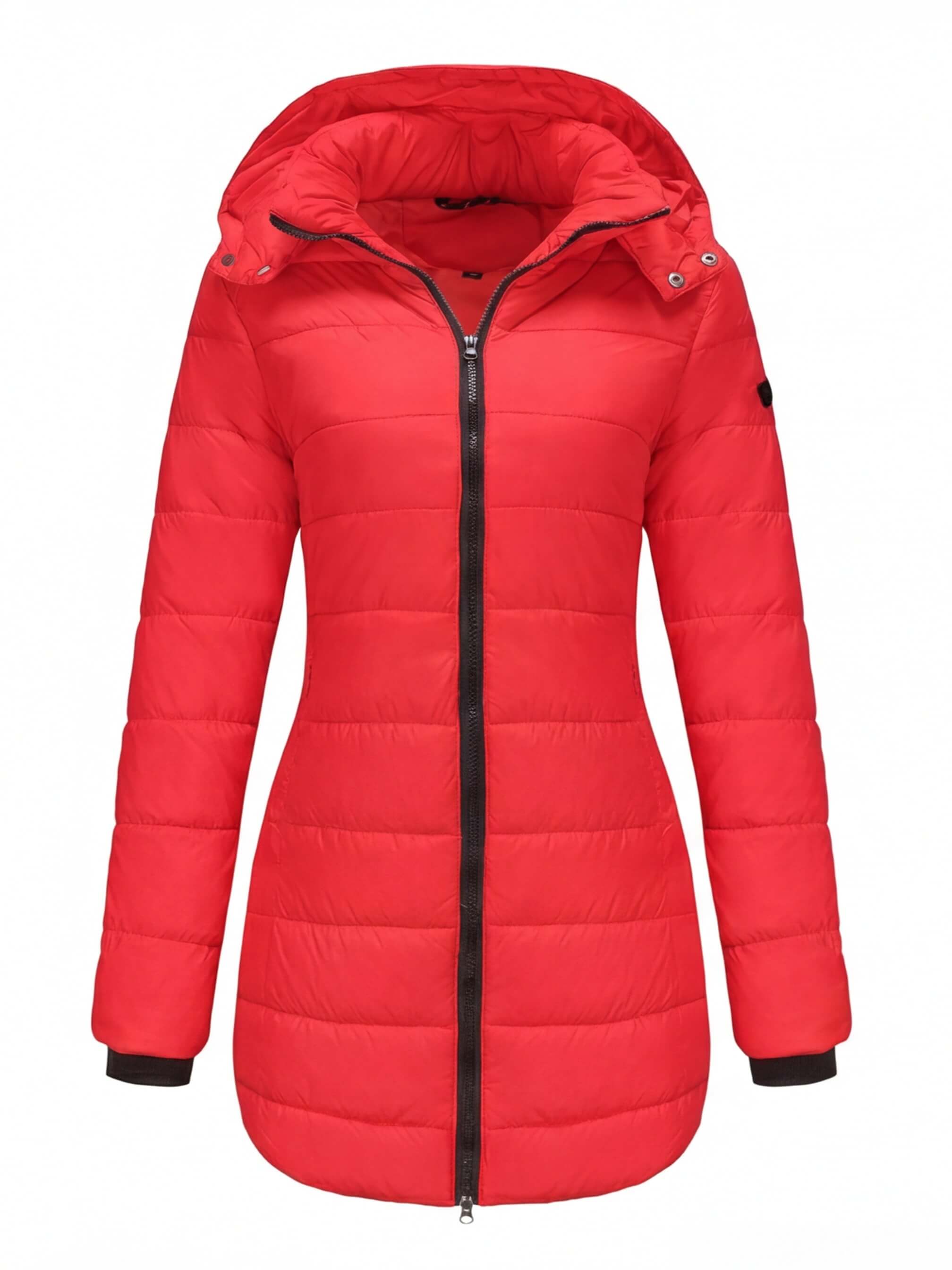 Cappotto invernale imbottito da donna – Cappotto a figura aderente con cappuccio
