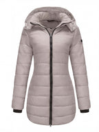 Cappotto invernale imbottito da donna – Cappotto a figura aderente con cappuccio