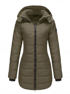 Cappotto invernale imbottito da donna – Cappotto a figura aderente con cappuccio