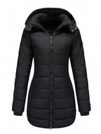 Cappotto invernale imbottito da donna – Cappotto a figura aderente con cappuccio