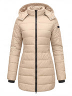 Cappotto invernale imbottito da donna – Cappotto a figura aderente con cappuccio