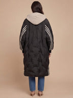 Damen Winter Steppmantel – Langer Oversize Puffer Coat mit Kapuze
