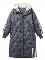 Damen Winter Steppmantel – Langer Oversize Puffer Coat mit Kapuze