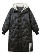 Damen Winter Steppmantel – Langer Oversize Puffer Coat mit Kapuze