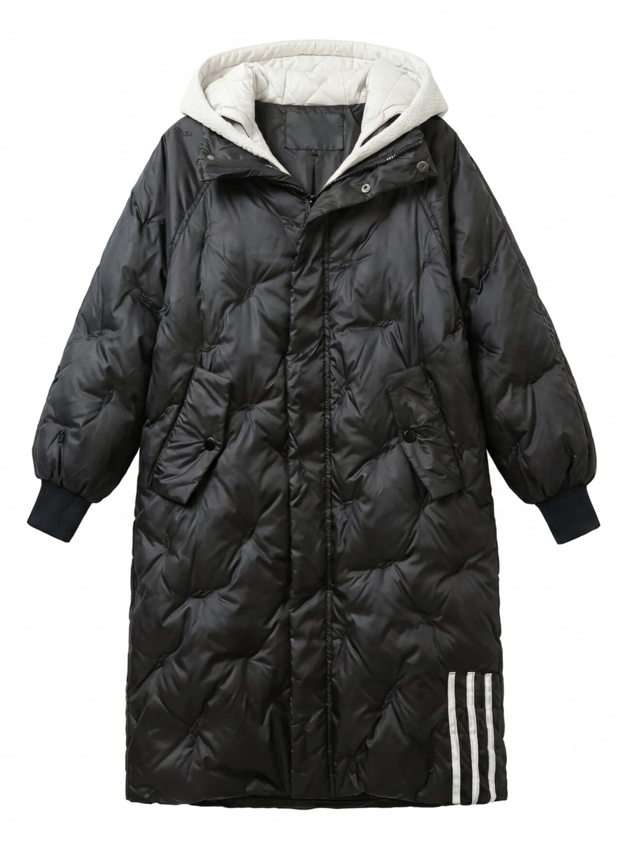 Damen Winter Steppmantel – Langer Oversize Puffer Coat mit Kapuze