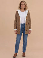 Damen Wintermantel – Gefütterter Vintage-Dufflecoat mit Kapuze