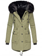 Damen Winterparka – Wasserabweisend & Warm Gefüttert mit Fellkapuze