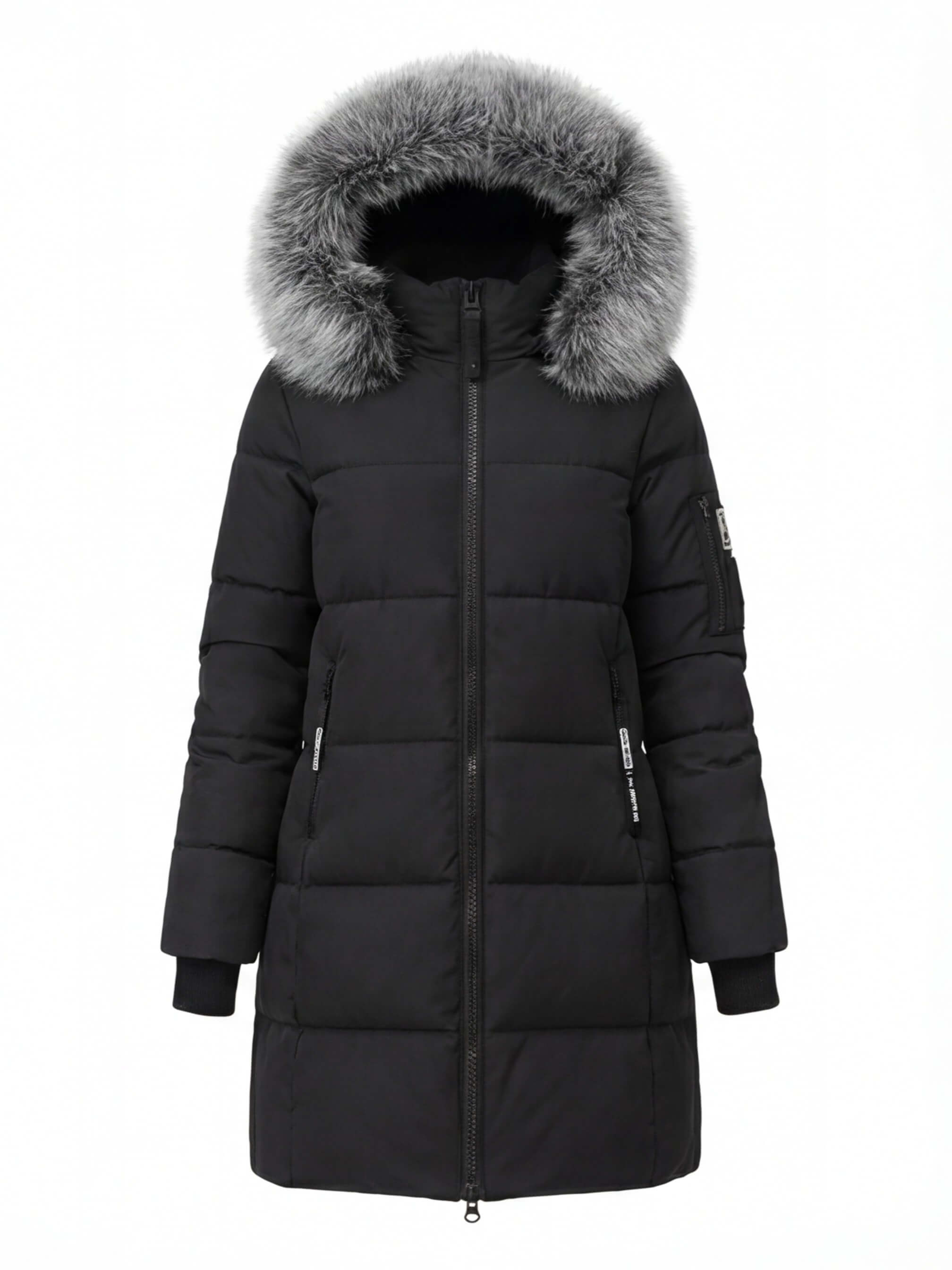 Damen Winterparka – Steppdesign mit Kunstfellkragen