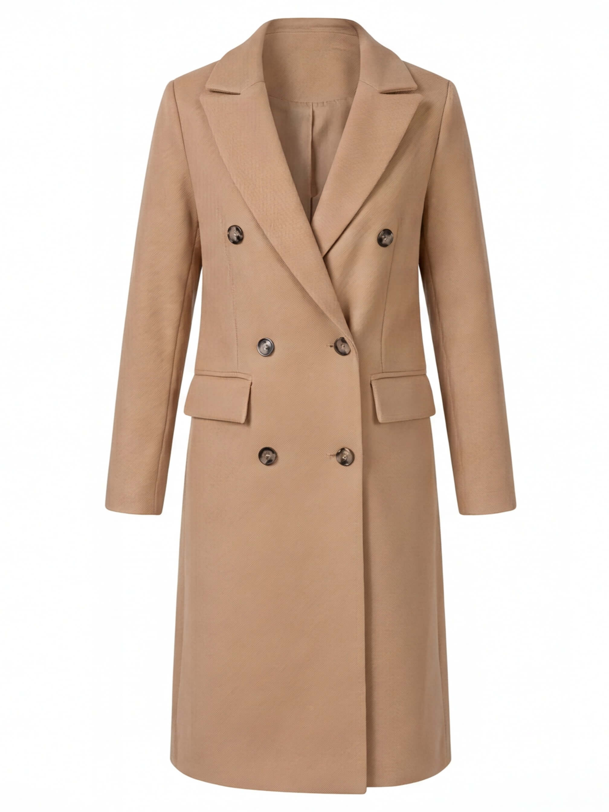 Damen Mantel – Eleganter Doppelreihiger Longcoat für Herbst & Winter