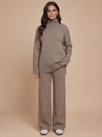 Damen Zweiteiler – Weiches Cozy Strickset mit Rollkragen